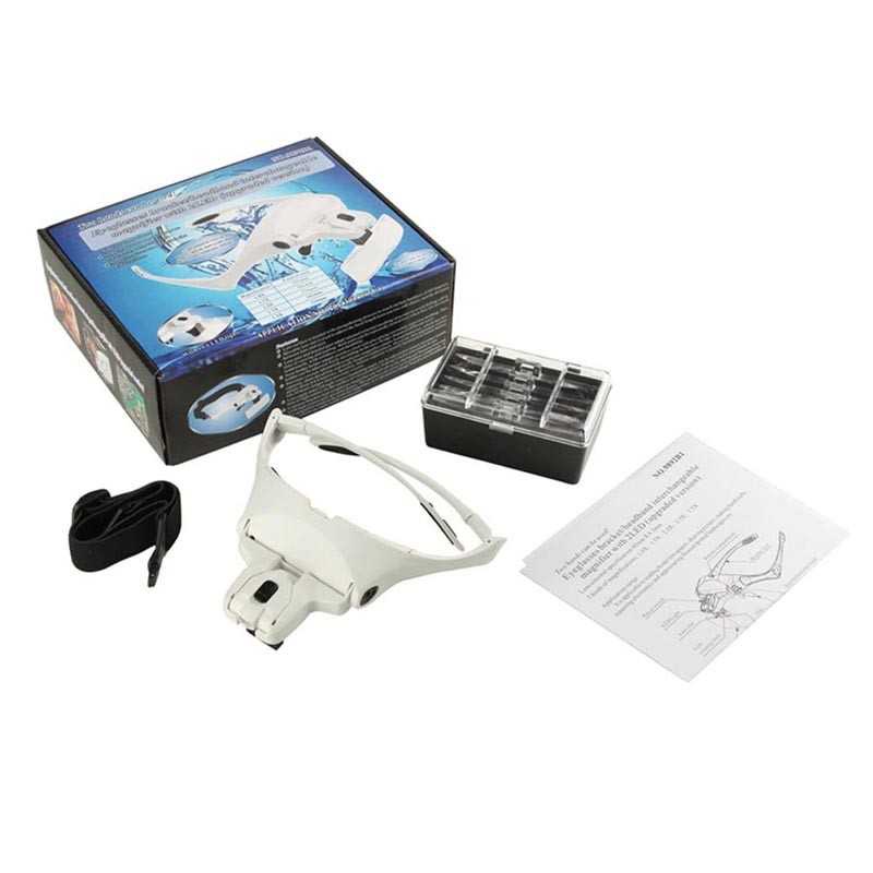 Kacamata Pembesar Reparasi Jam 5x Magnifier 2 LED / Kacamata Zoom Pembesar Reparasi Servise Jam Tangan Hp Perhiasan Baca Elektronik Magnifier Glasses Serbaguna / Kaca Pembesar Elektronik Elektronic Service / Helm Kacamata / Kacamata Tukang Murah Original