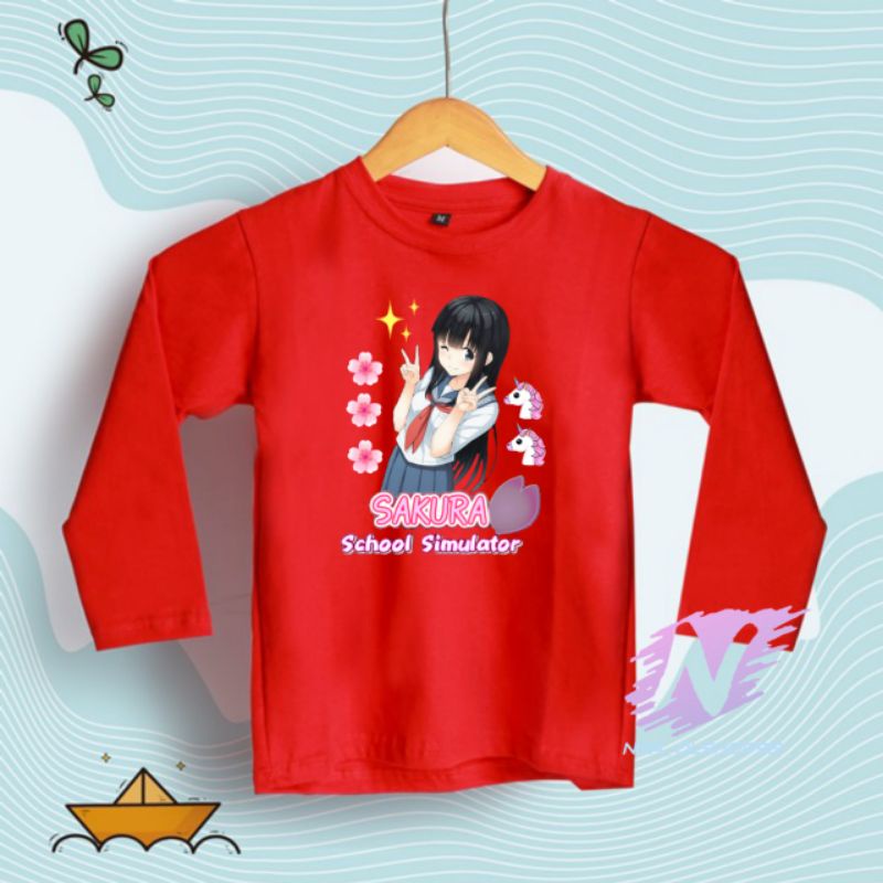 sakura school simulator kaos anak lengang panjang baju sakura