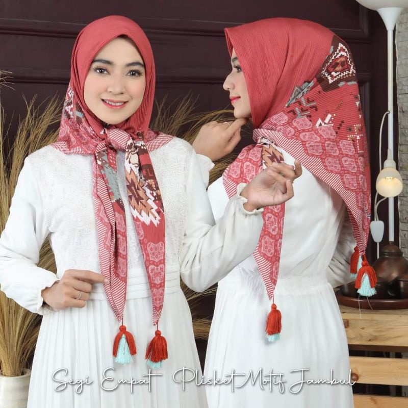 𝗦𝗛𝗘𝗟𝗢𝗩𝗘𝗦𝗛𝗢𝗣𝗣 - JILBAB SEGIEMPAT DENAY PLISKET BANDUL / SEGIEMPAT TASSEL MOTIF BRANDED PREMIUM ORIGIN