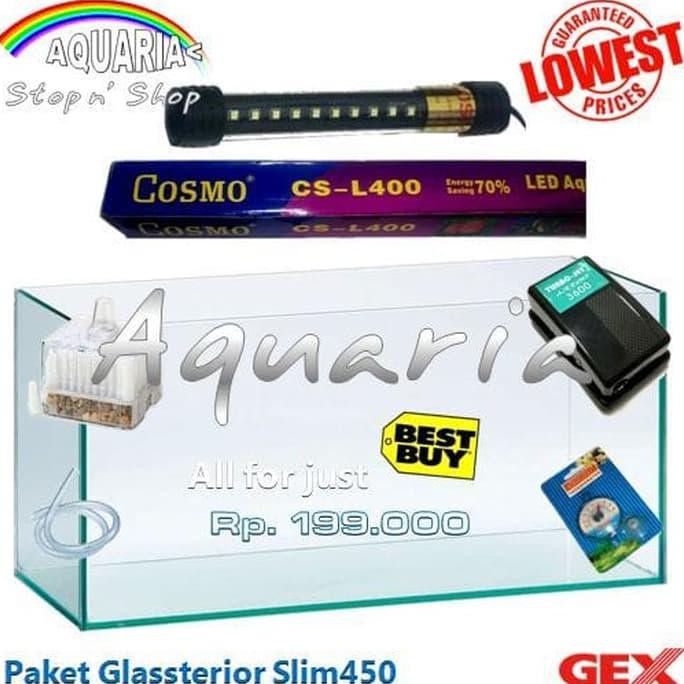 disini aja Paket Aquarium Deluxe Gex Glassterior Slim 450 stok terbatas