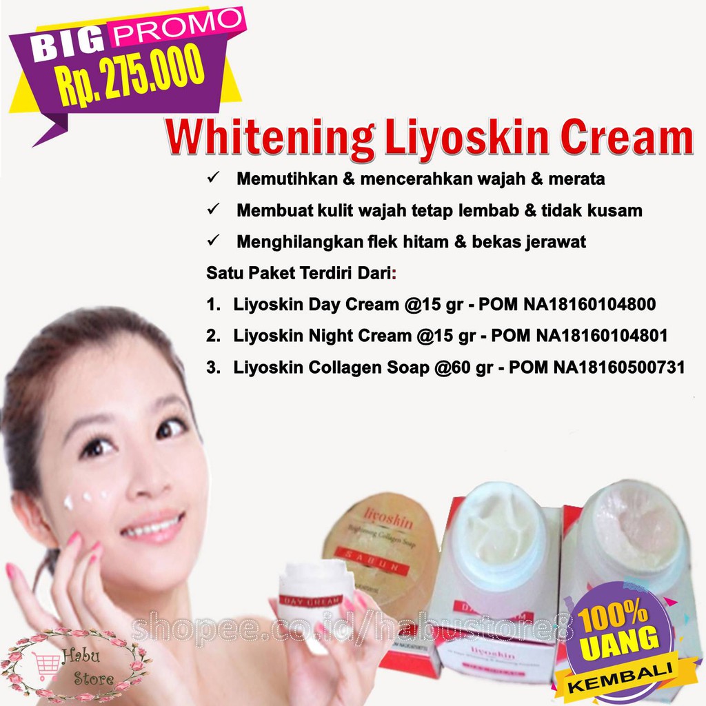 Cream Penghilang Flek Hitam BPOM Liyoskin Paket-Obat Pemutih Wajah Menghilangkan Bekas Jerawat