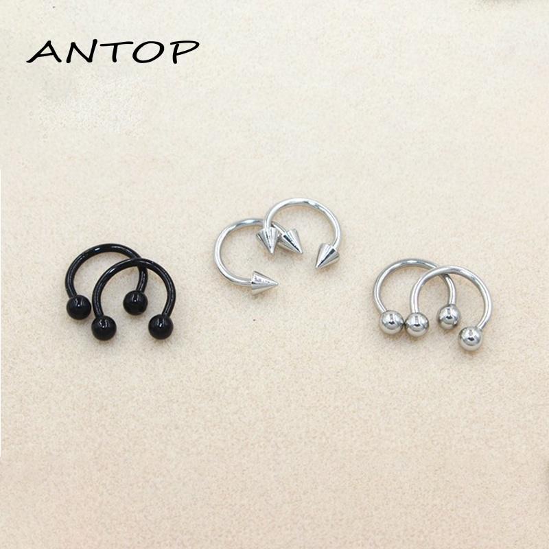 Anting Tindik Hidung / Telinga / Alis / Bibir / Tubuh Bentuk Sepatu Kuda Bahan Stainless Steel