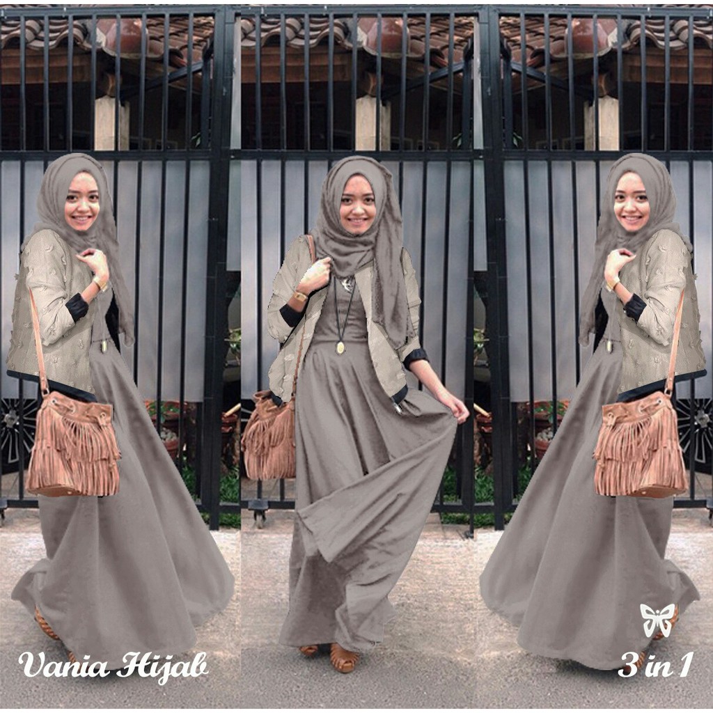 HOPYLOVY Gamis Wanita Vania Set Cardigan Outer Rubiah | NEW COLOURS | Maxi Dress | Fashion Muslim