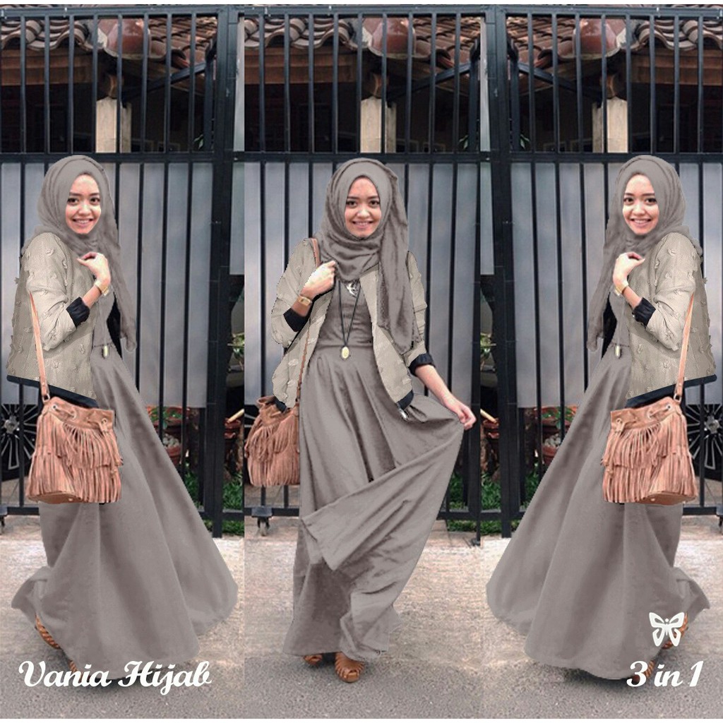 HOPYLOVY Gamis Wanita Vania Set Cardigan Outer Rubiah | NEW COLOURS | Maxi Dress | Fashion Muslim