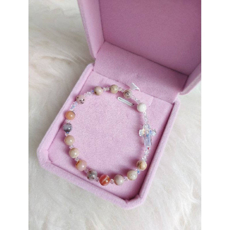 gelang rosario batu alam pink opal