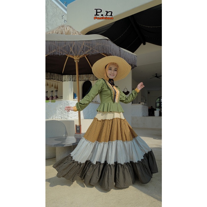 PN Fashion PN GM 1508 hijau kuningDress Cantik Mewah