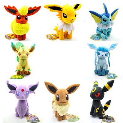 Plush Toys 7" Sitting Umbreon Eevee Espeon Jolteon Vaporeon Flareon Glaceon Leafeon Plush Doll