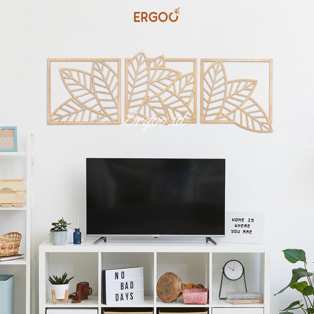 ERGOO Hiasan Dinding Ruang Tamu Motif Daun - Ukuran L