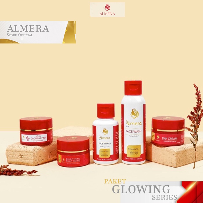 Almera Skincare Paket Glowing Series - 5pcs, Almera Skincare, Almera Skin, Almera Store Official, Almera Official Store, Perawatan wajah Dan Kecantikan