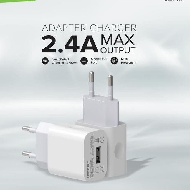 Adar Charger Hippo Cubic 2.4A 1 Port Batok Kepala Cas 