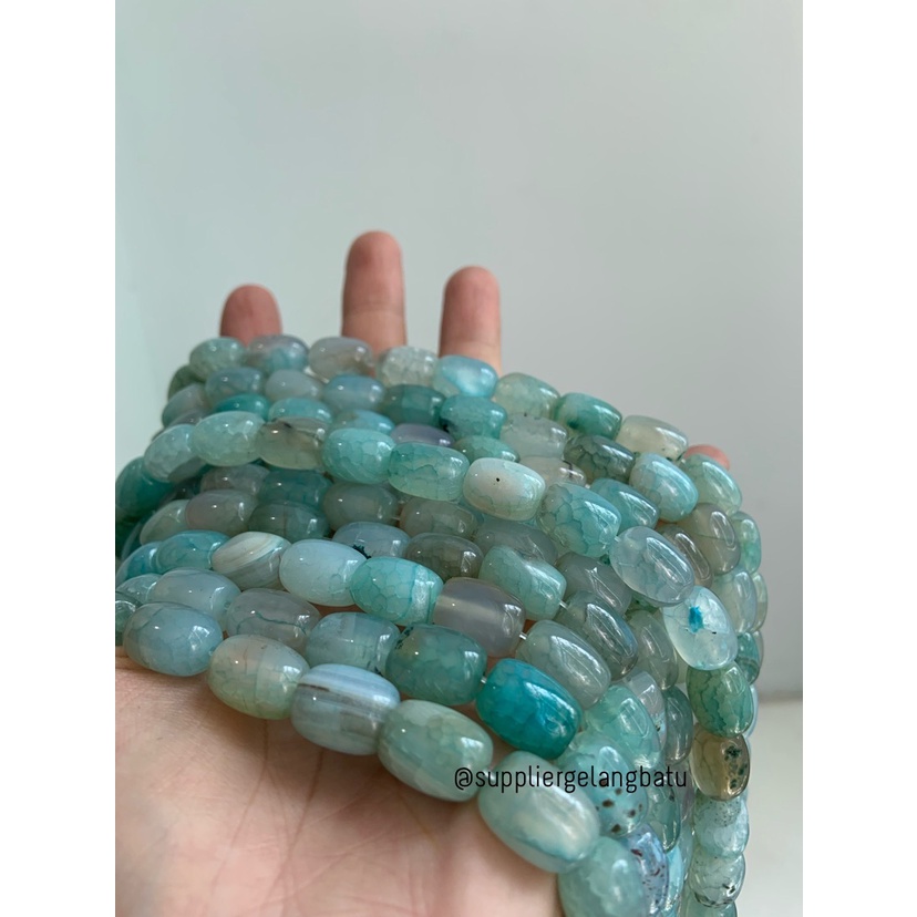 batu Penden tabung aquamarine serat 10mm bahan akik aqua biru natural bahan gelang kalung natural asli