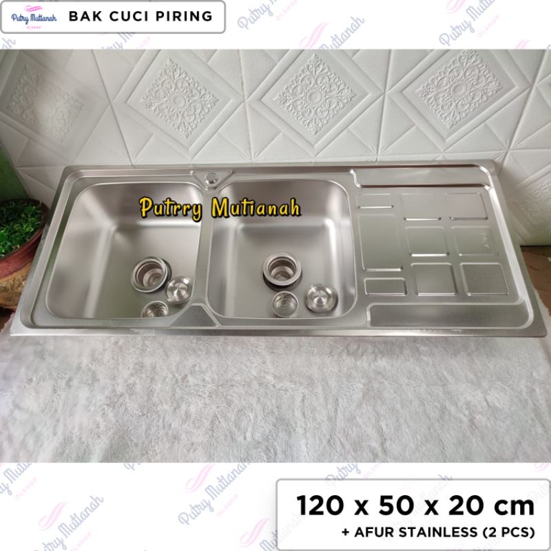 Bak cuci piring 2 lubang stainless termurah/kitchen sink uk 120cm/bak cuci piring terlaris