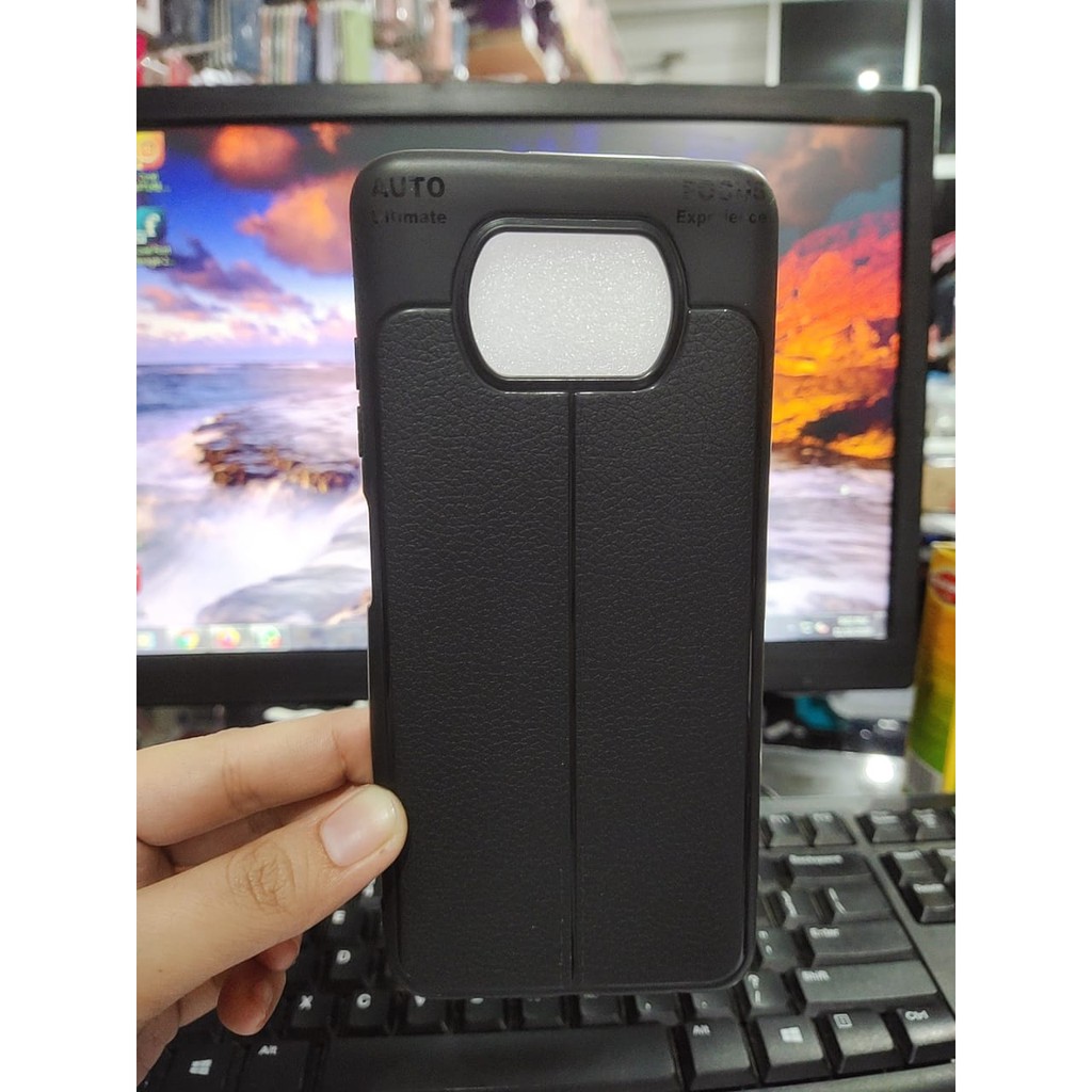 AutoFokus Xiaomi Poco X3 6.67 inchi Leather Soft Case AUTOFOCUS Motif Kulit Jeruk