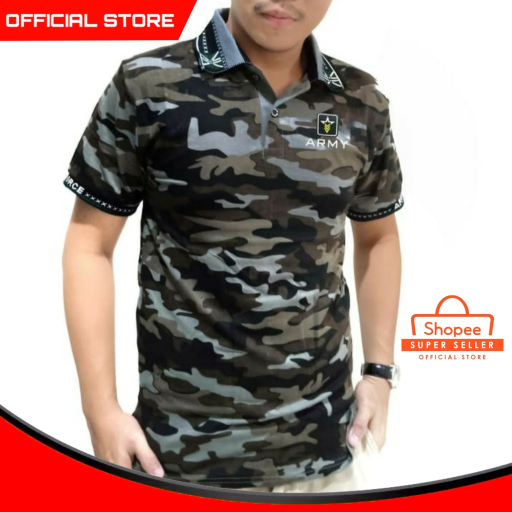 Kaos Baju Polo Pria / Army Tentara Loreng