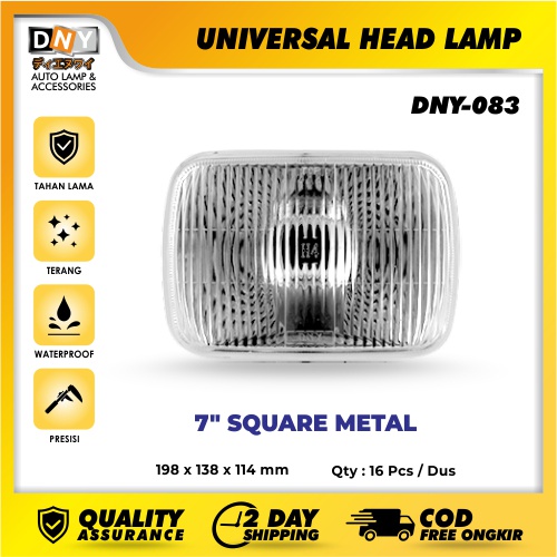 Head Lamp DNY 7” Square Metal Universal