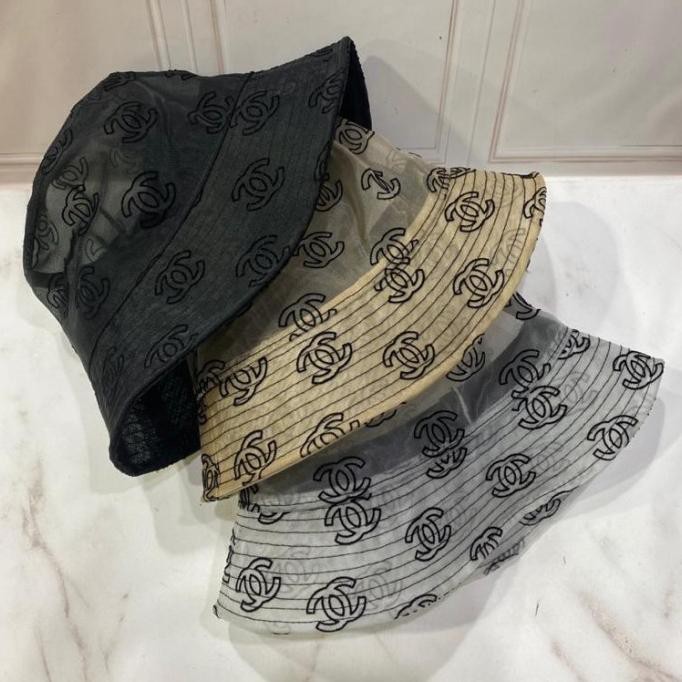 TOPI CHANELL IMPORT / TOPI BULAT CHANELL WANITA / TOPI PANTAI - HITAM