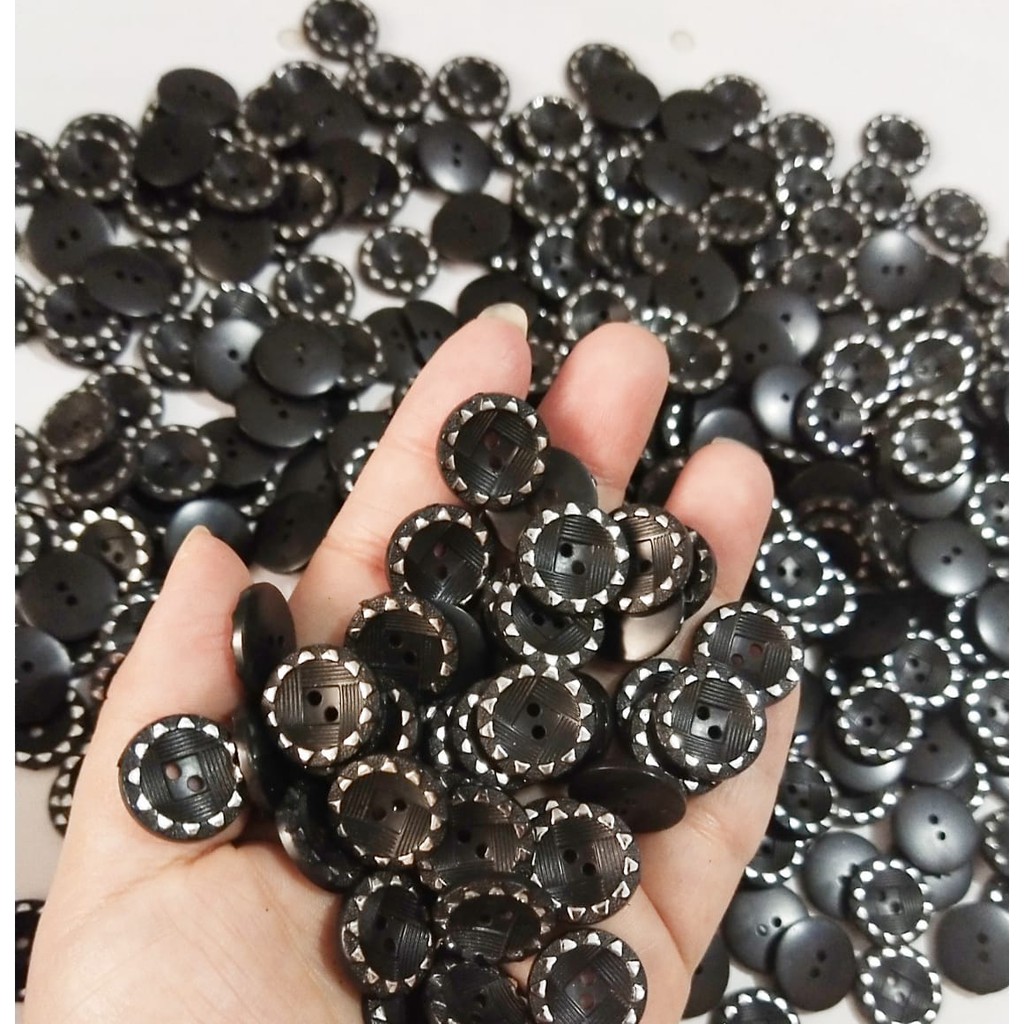Kancing hias motif bunga diameter 15mm per 50 biji - Kancing Motif - Kancing Hias - Kancing Bahan - Kancing