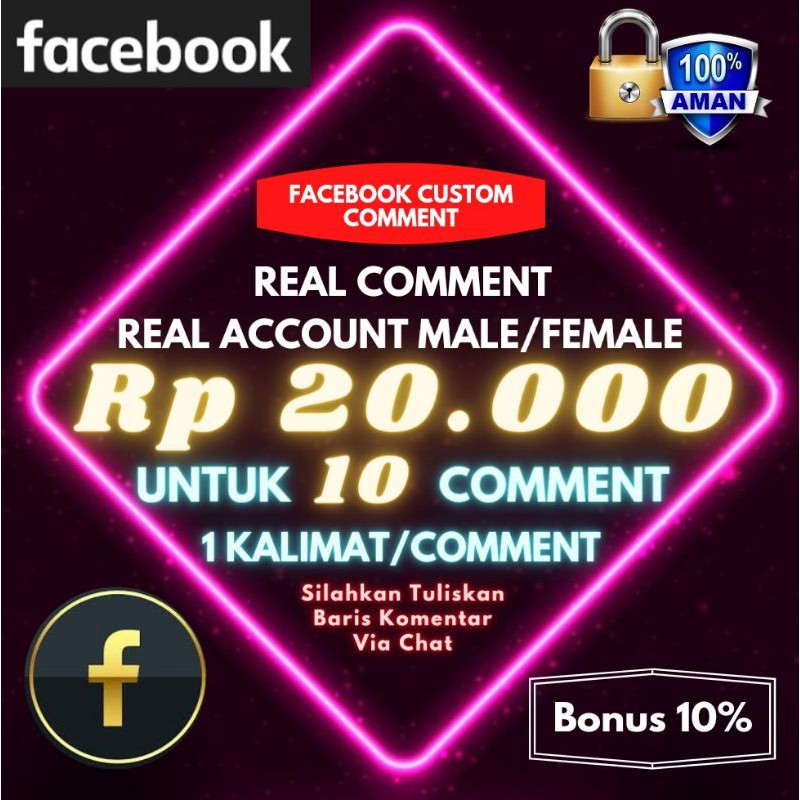 JUAL FACEBOOK KOMENTAR FB COMMENT COWO / CEWE MALE / FEMALE BISA CUSTOM TERMURAH BEGARANSI