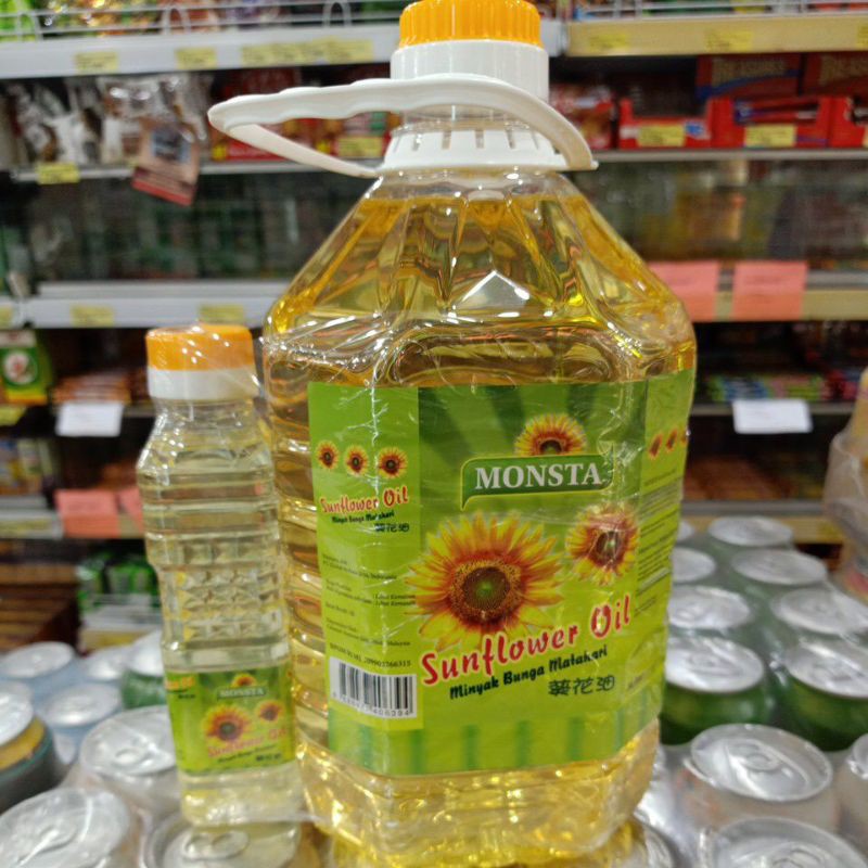 

Monsta 3 ltr Minyak Goreng dari sari Bunga Matahari / Sunflower Oil free 150ml botol kecil