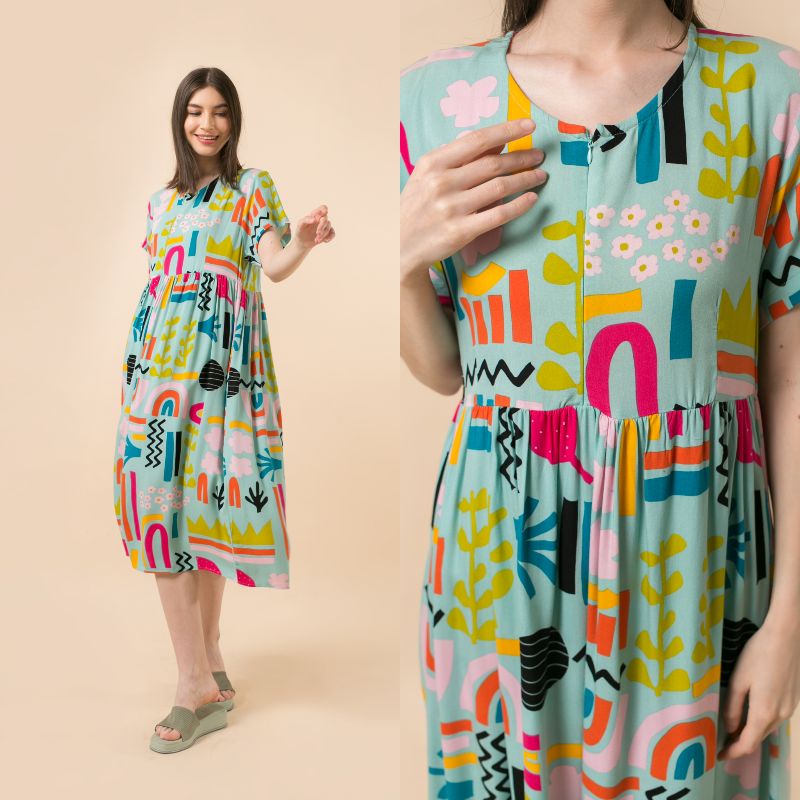[BISA COD] DASTER KHALIFS BY KHALIFS.SLEEPWEAR | KHALIFS.ID-Hellen Colorful Blue