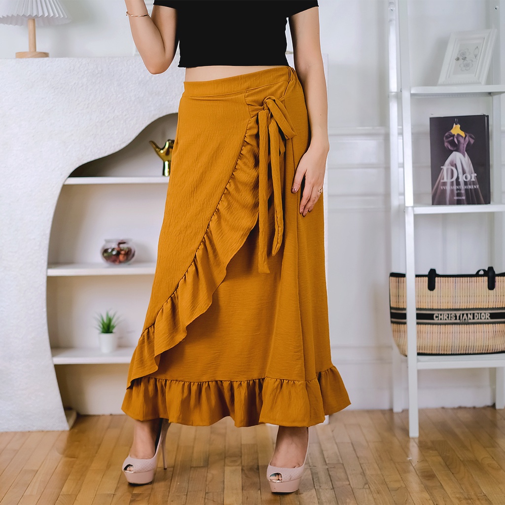 Tq88indonesia Fashion Rok Maxi Polos Terbaru /  LesLey Skirt Crincle / Rok Panjang Wanita Kekinian / Ootd / Outfit