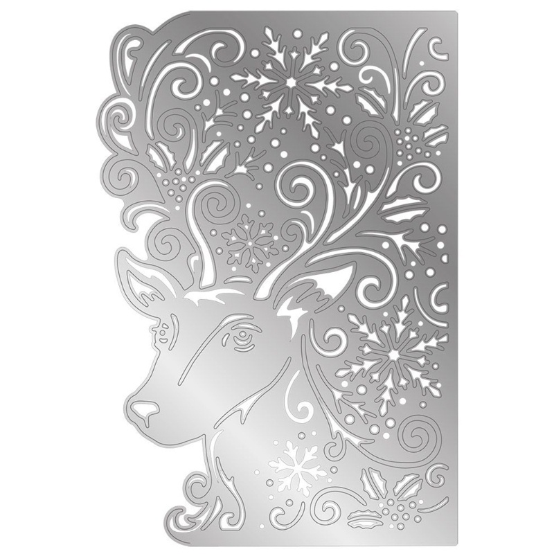 Cetakan Stensil Cutting Dies Motif Rusa Natal Bahan Metal Untuk Scrapbook / Craft DIY / Kartu