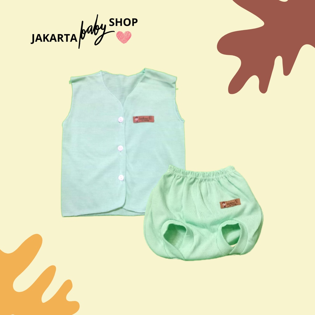 SETELAN BAJU BAYI BARU LAHIR TANPA LENGAN/ BAJU KUTUNG + CELANA POP KACAMATA  LUSIANA E 651011 &amp; 652203