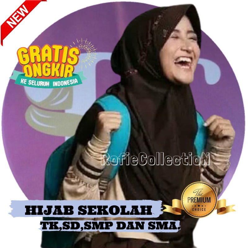 HIJAB SEKOLAH RABBANI KW PREMIUM ANAK TK SD SMP DAN SMA WARNA HITAM PUTIH BIRU NAVY COKLAT PRAMUKA A