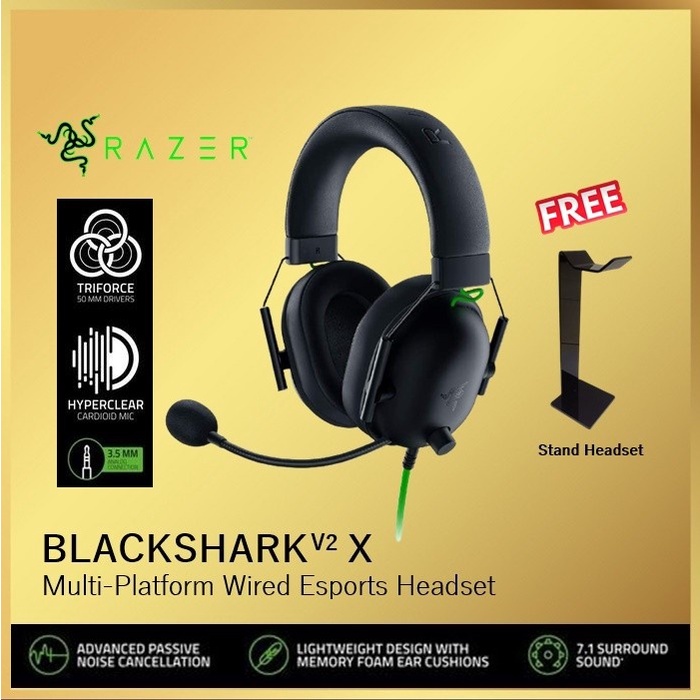 Razer BlackShark V2 X 7.1 Surround Sound Gaming Headset Black Shark