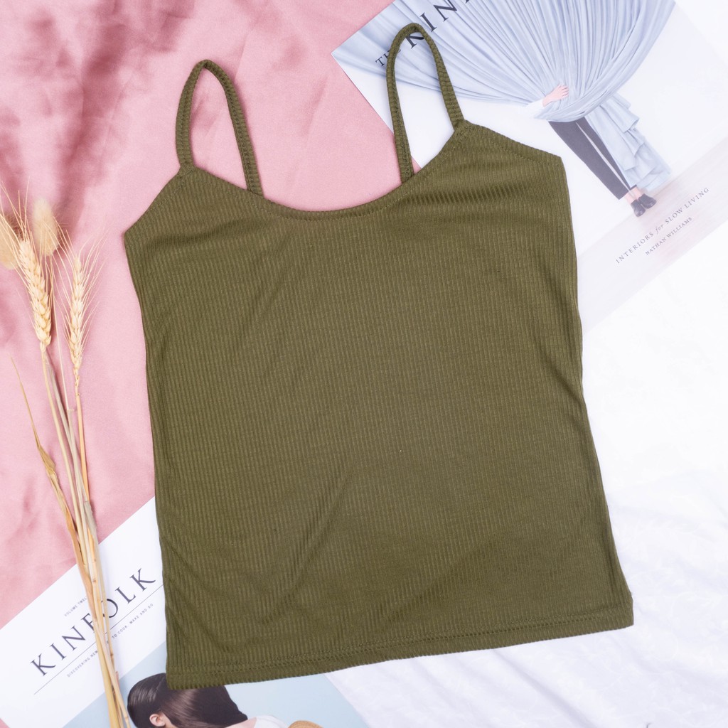 Tanktop Kamisol RIB | Korea Knit Tank Top / Kamisol / Tanktop Polos-ARMY