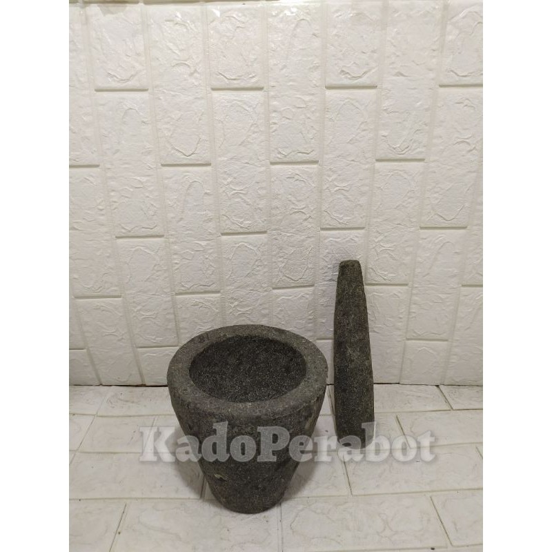 tumbukan batu bubut asli - tumbukan dapur - cobek tumbuk lumpang 18 cm