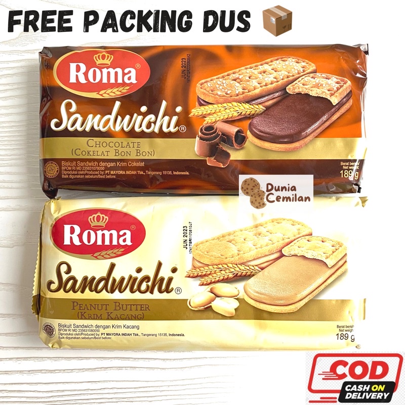 [TERMURAH!] Roma Sandwich Besar 189gr - Biskuit Roma Selai Kacang /  Coklat