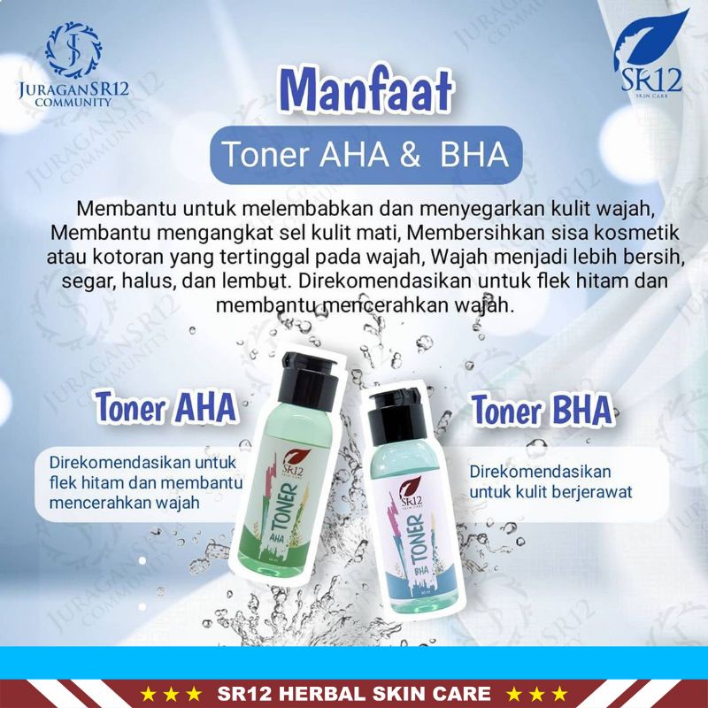 Toner SR12 | Toner AHA SR12 &amp; Toner BHA SR12 | Toner Wajah SR12 Skincare | Pembersih Wajah SR12