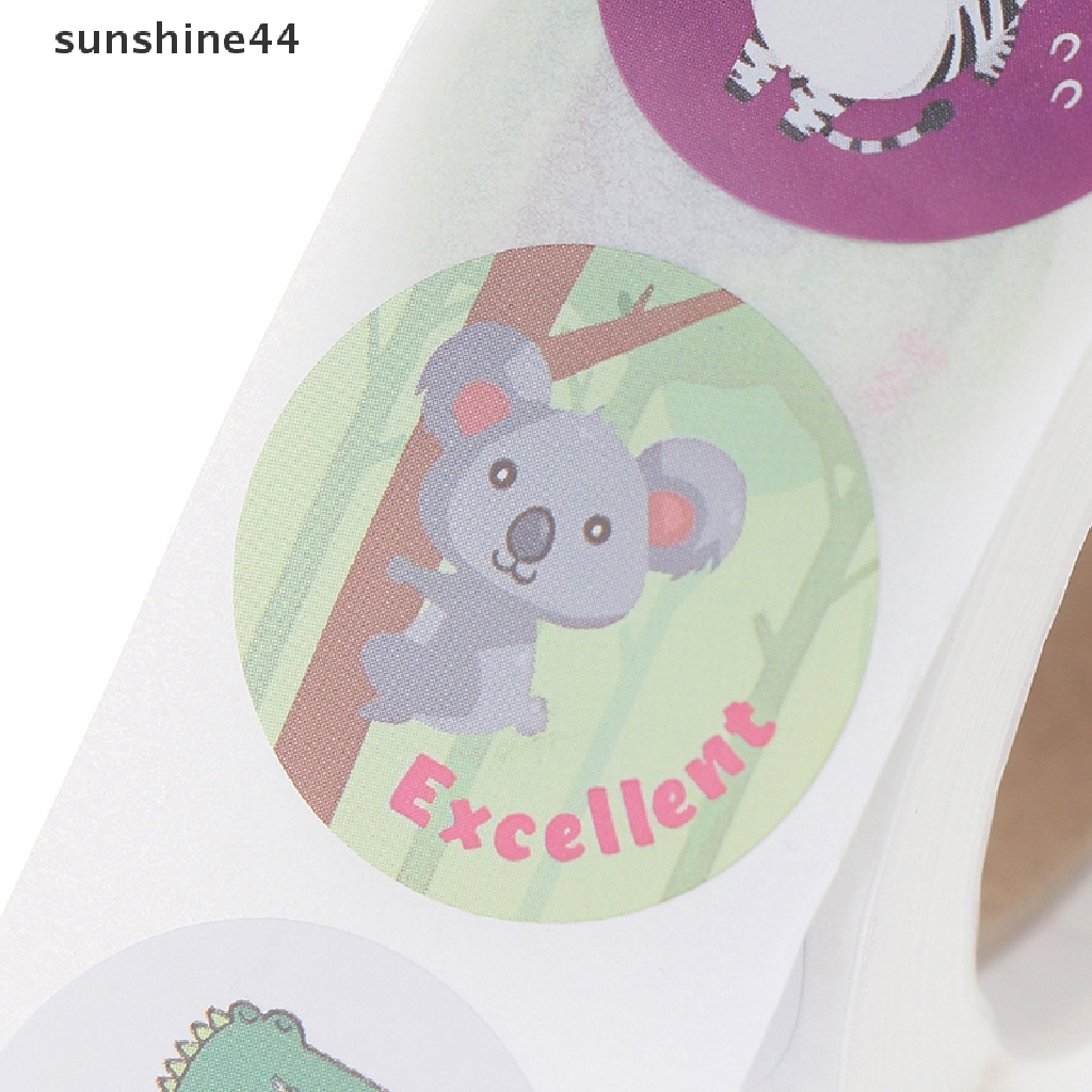 Sunshine 500pcs / roll Stiker Kertas Gambar Kartun Hewan Lucu Untuk Scrapbook / Jurnal