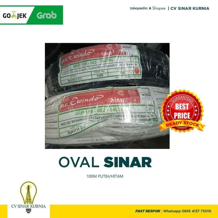 KABEL LISTRIK OVAL KABEL SERABUT 2 x 0,75 2x0,75 | 100meter | SINAR