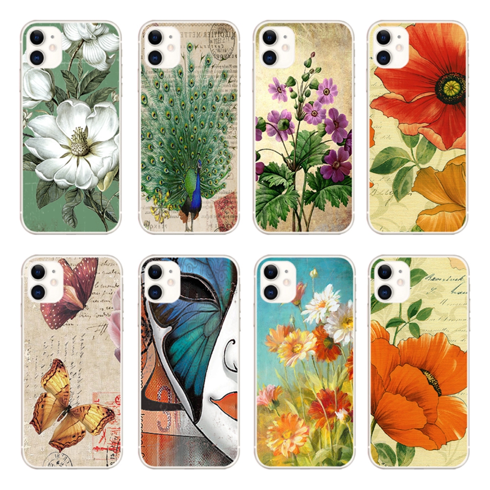 Casing Soft Case Tpu Motif Kartun Burung Merak Kupu Kupu Untuk