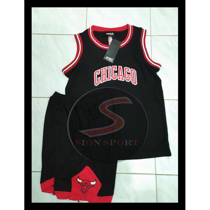 Terpercaya Setelan Jersey Baju Basket Nba Anak Impor - Chicago Bulls Hitam - Hitam, 32 Promo Bulan