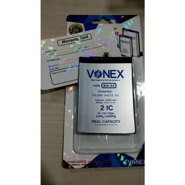 Baterai Double Power Xiaomi Redmi Note 9s BN55 Batre HP Vonex Original