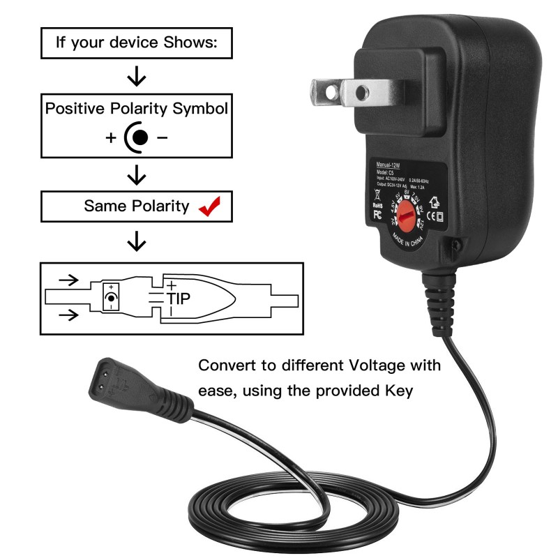 Vivi Adapter Power Supply Ac Dc 12w 3v 4.5v 5v 6v 7.5v 9v 12v