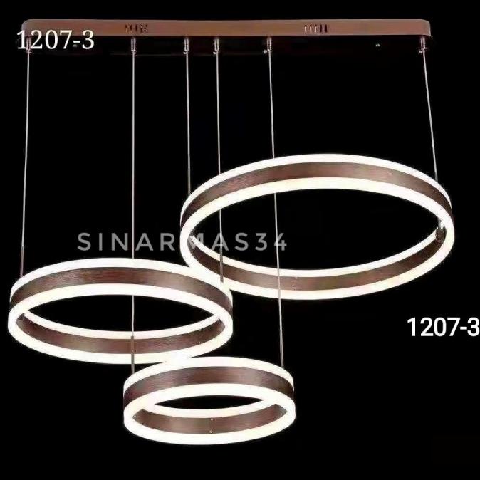 Promo Lampu Gantung 3Ring 1207 Coffee Minimalis Modern 3Tier Ring Pendant ,.
