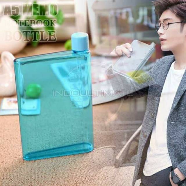 BOTOL AIR MINUM A5 MEMO GEPENG BOTOL MINUM KOTAK SLIM BTL-01 - UNGU BEST SELLER