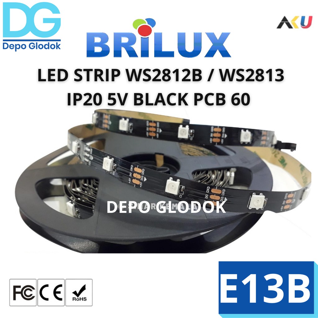 Led Strip Digital WS2812B / WS2813 RGB 5V IP20 Indoor 60 LED SMD 5050-E13B