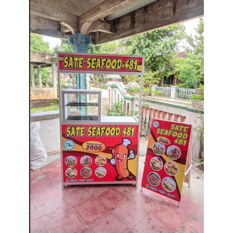 (booth etalase fiber)portable 1 m