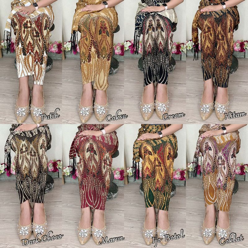 Kamen Plisket Set Selendang/ Kamen Bali murah