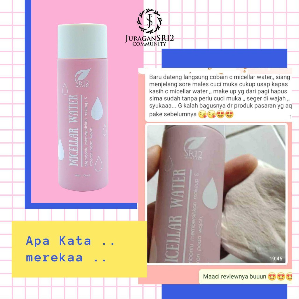 Micellar Water SR12 Skincare Bpom  Perawatan Wajah Pembersih dan Penyegar Wajah Semua Jenis Kulit