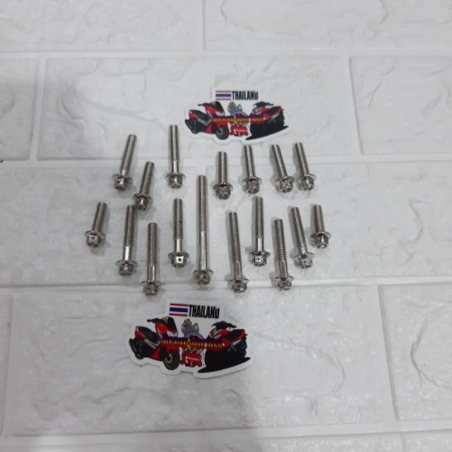 BAUT PROBOLT BLOK MESIN RX KING BAUT BAK MESIN KIRI KANAN SET 17PCS