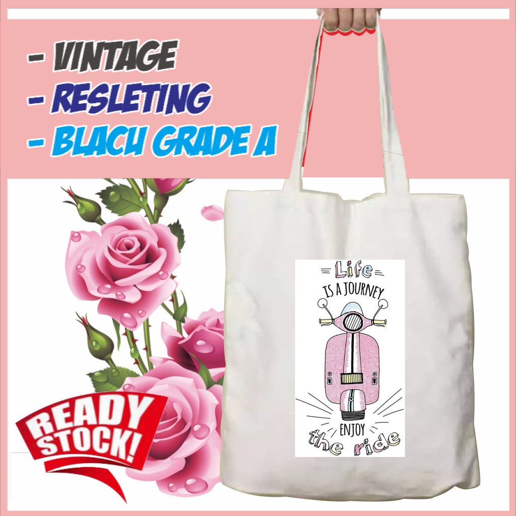 Ready Tote Bagbag Vintage vespa pink aesthetic Resleting Custom Tote Bag