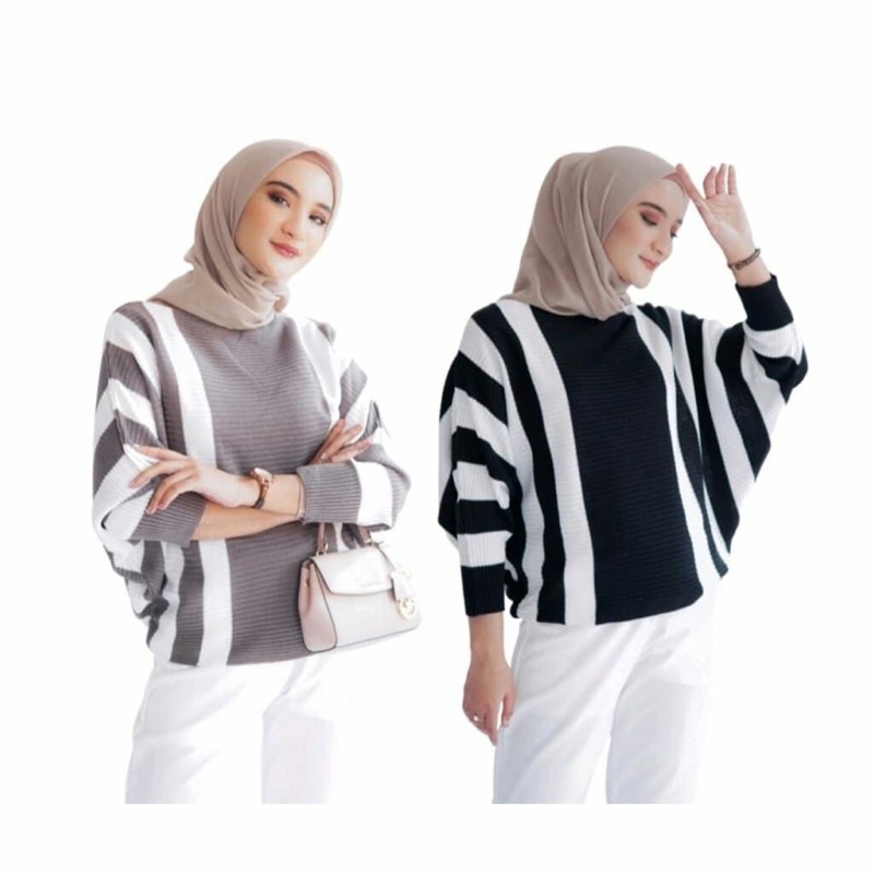 Batwing Oversize - Batwing Big Stripe - Blouse Rajut Premium