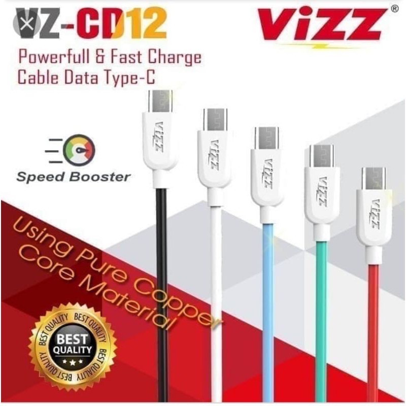 KABEL DATA VIZZ ANDROID VZ-CD10 / V8 / MICRO, VZ-CD11 IPHONE IOS, VZ-CD12 TYPE C KABEL FAST CHARGING