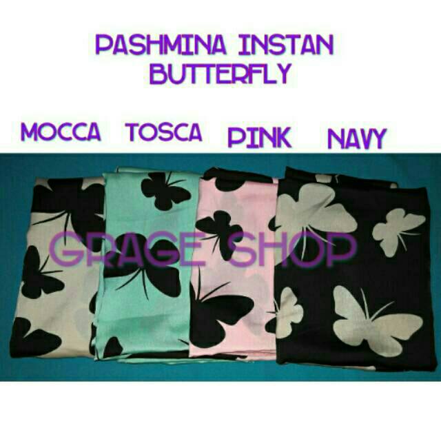 Pashmina instan butterfly/kupukupu pasmina